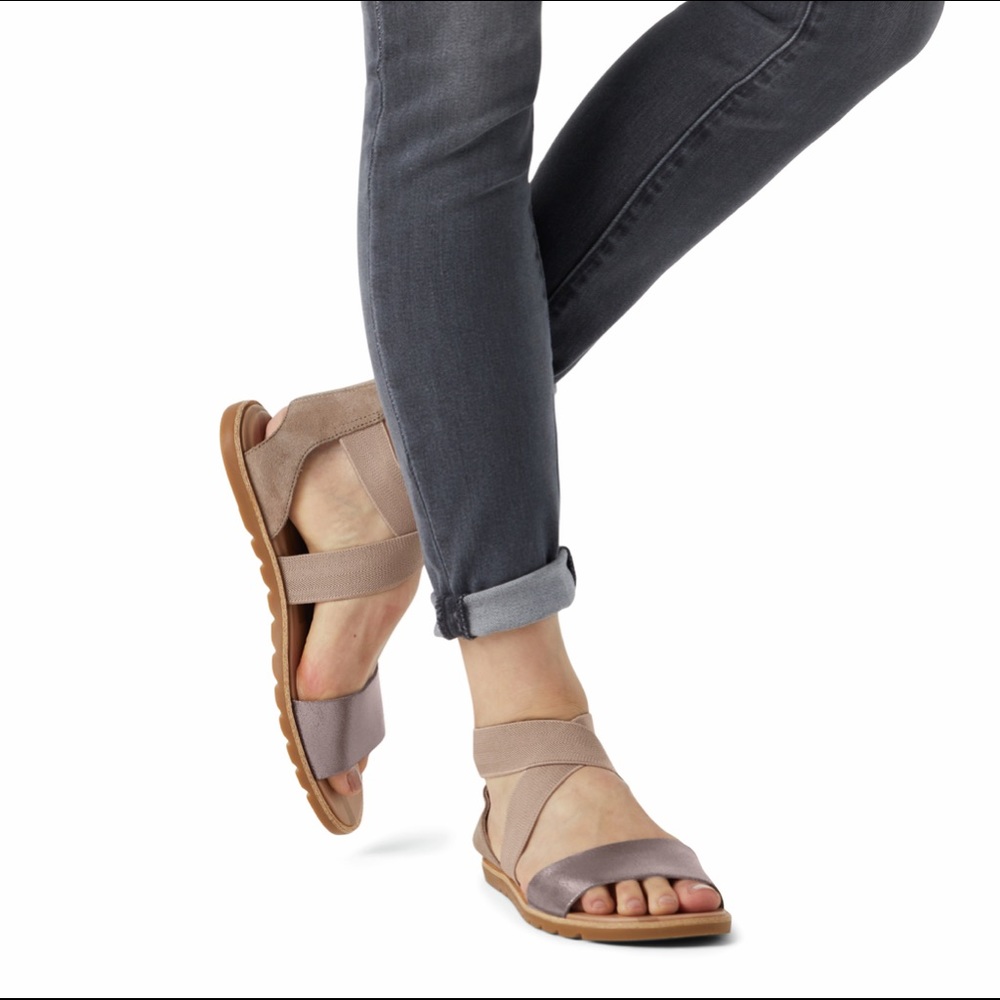 Sorel Ella Pink Metallic Strappy Leather Ankle Sandals Size 7.5